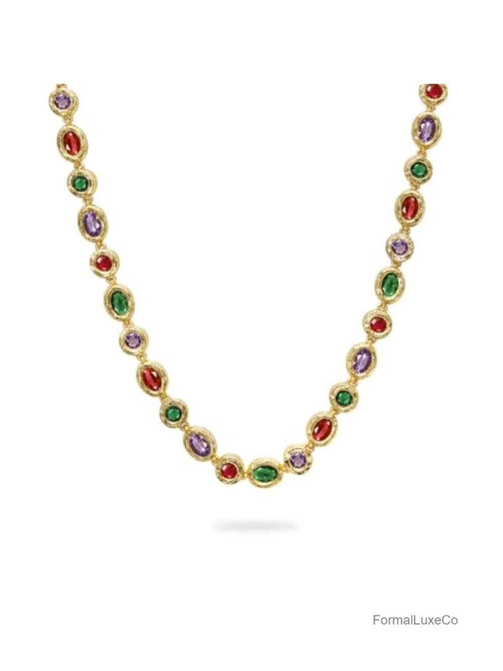 18K Gold Plated Multicolor Gemstone Statement Necklace for Women